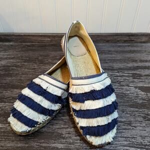 MNG Women's Navy/White Fringe Accent Espadrille Size EU 39